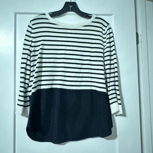 COS Navy and White Striped Long Sleeve Top